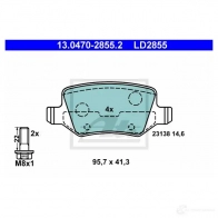 Тормозные колодки, комплект ATE 231 38 13047028552 LD2855 Mercedes Vaneo