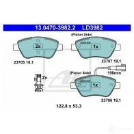 Тормозные колодки, комплект ATE 23706 Fiat Stilo (192) 1 Универсал 1.4 16V 90 л.с. 2005 – 2008 13047039822 2 3705