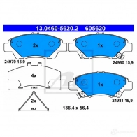 Тормозные колодки, комплект ATE 24980 13046056202 2497 9 56568 - Изображение 6