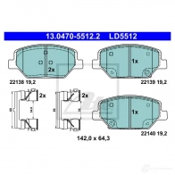 Тормозные колодки, комплект ATE U2C SWC2 Opel Insignia (B) 2 Хэтчбек 2.0 CDTi 4x4 (68) 210 л.с. 2017 – 2024 13047055122