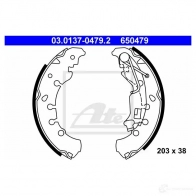 Барабанные тормозные колодки, комплект ATE Peugeot Bipper Tepee 03013704792 65047 9 LF8GUN