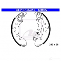 Барабанные тормозные колодки, комплект ATE 650 522 NG1ED Smart Fortwo 03013705222