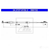 Трос ручника, стояночного тормоза ATE 61268 ZYEMB 24372701522 5 80152