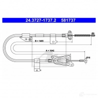 Трос ручника, стояночного тормоза ATE 24372717372 58173 7 9Q9FLZ Nissan Almera (N16) 2 Хэтчбек 1.5 90 л.с. 2000 – 2006