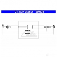 Трос ручника, стояночного тормоза ATE 24372705382 0DFNX89 61501 58 0538