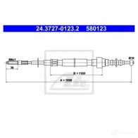 Трос ручника, стояночного тормоза ATE 61241 CK077 24372701232 580 123