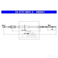 Трос ручника, стояночного тормоза ATE 24372708412 58084 1 WLE7ZT Peugeot 607