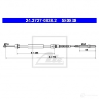 Трос ручника, стояночного тормоза ATE 24372708382 58 0838 5FX9X Peugeot 607