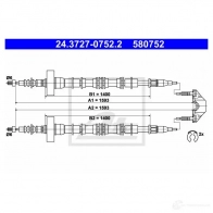 Трос ручника, стояночного тормоза ATE 24372707522 580 752 Opel Astra (G) 2 Хэтчбек 2.2 DTI (F08. F48) 117 л.с. 2002 – 2005 QYAB5NA