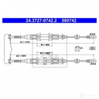 Трос ручника, стояночного тормоза ATE X87NDD Opel Astra (F) 1 Универсал 1.8 i 16V (F08. C05) 116 л.с. 1994 – 1998 5807 42 24372707422