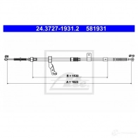 Трос ручника, стояночного тормоза ATE 61928 58193 1 24372719312 529XT2