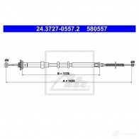 Трос ручника, стояночного тормоза ATE 24372705572 58 0557 J3W6H Fiat Panda (169) 2 Хэтчбек 1.3 D Multijet 70 л.с. 2003 – 2025