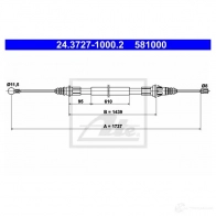 Трос ручника, стояночного тормоза ATE Renault Master (JD) 2 Автобус 1.9 dTI 80 л.с. 2000 – 2024 24372710002 581 000 AW546