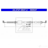 Трос ручника, стояночного тормоза ATE RSQTA 61565 24372706472 5 80647