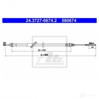 Трос ручника, стояночного тормоза ATE Ford Maverick KMUD8 24372706742 5806 74