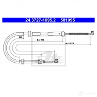 Трос ручника, стояночного тормоза ATE 5810 95 Renault Kangoo Be Bop (KW) 2 Минивэн 1.5 dCi (KW0G) 90 л.с. 2009 – 2024 24372710952 318ZTH