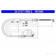 Трос ручника, стояночного тормоза ATE 9HGZKI 24372710862 Renault Modus (FJP0) 1 Хэтчбек 1.6 (JP0L. JP0V) 88 л.с. 2004 – 2025 58108 6
