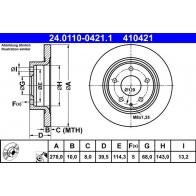 Тормозной диск ATE Mazda 6 (GJ, GL) 3 Седан 2.2 D 175 л.с. 2012 – 2024 T4C57 V 24.0110-0421.1