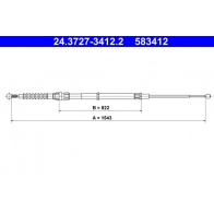Тросик, cтояночный тормоз ATE 24.3727-3412.2 MZV7 T Skoda Octavia (A7, 5E5) 3 Универсал 2.0 TSI RS 245 л.с. 2017 – наст. время