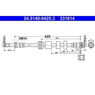 Тормозной шланг ATE Volvo V40 2 (526) Кросс Кантри D3 NEW 150 л.с. 2015 – 2019 S E4I66 24.5140-0425.3