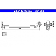 Тормозной шланг ATE O7 6K9 24.5143-0343.3 Opel Astra (K) 5 Универсал 1.2 Turbo (35) 110 л.с. 2019 – 2025