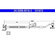 Тормозной шланг ATE Hyundai i20 (PB) 1 2008 – 2015 O7JRD 97 24.5298-0516.3