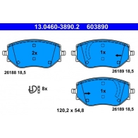 Комплект тормозных колодок, дисковый тормоз ATE Renault Clio (B7) 5 Хэтчбек 1.5 Blue dCi 85 (B7AG) 86 л.с. 2019 – 2025 SO9C RMT 13.0460-3890.2