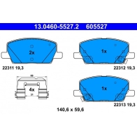 Тормозные колодки дисковые ATE 1439857621 13.0460-5527.2 J1M VY7P