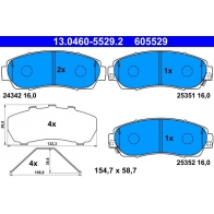 Тормозные колодки дисковые ATE Honda CR-V 5 (RW, RT) Кроссовер 1.5 VTEC AWD (RW2) 173 л.с. 2017 – 2025 A 7HB8 13.0460-5529.2