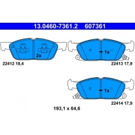 Тормозные колодки дисковые ATE 13.0460-7361.2 Ford Kuga 3 (DFK) Кроссовер 2.5 Duratec Plug-in-Hybrid 224 л.с. 2019 – 2025 NO RYNW5