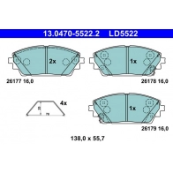 Тормозные колодки дисковые ATE Mazda 3 (BP) 4 Хэтчбек 2.0 SKYACTIV-G M Hybrid 150 л.с. 2020 – 2024 V330 C 13.0470-5522.2