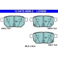 Тормозные колодки дисковые ATE Toyota Corolla (E150) 10 Седан 1.8 VVTi (ZRE142) 132 л.с. 2008 – 2013 13.0470-5690.2 S 46Z5