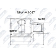 Шрус граната NTY Mitsubishi Outlander 1 (CU5) Кроссовер NPW-MS-027 P ZK8KD4