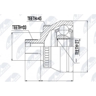 Шрус граната NTY BE3 YKL Audi A4 (B5) 1 Универсал 1.9 Tdi 115 л.с. 2000 – 2001 NPZ-AU-043