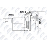 Шрус граната NTY Land Rover Range Rover Sport 1 (L320) Внедорожник NPZ-LR-003 44FY 3O2