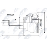 Шрус граната NTY NPZ-MS-003 U XWND Hyundai Coupe (RD) 1 Купе 2.0 16V 139 л.с. 1996 – 2002