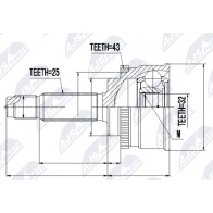 Шрус граната NTY Q 52VP Mitsubishi Galant 8 (EA2W) Универсал 2.5 V6 24V (EA5W) 163 л.с. 1996 – 2000 NPZ-MS-056