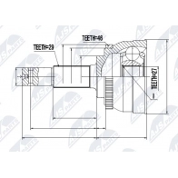 Шрус граната NTY PELI 1KK Nissan Cefiro (A33) 3 Седан 2.0 140 л.с. 2000 – 2003 NPZ-NS-046