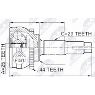 Шрус граната NTY KYH JQR Nissan X-Trail (T30) 1 Кроссовер NPZ-NS-077