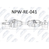 Приводной вал NTY NPW-RE-041 Nissan NV400 (X62) 1 Кабина с шасси 2.3 dCi 140 136 л.с. 2014 – 2016 JL0H P