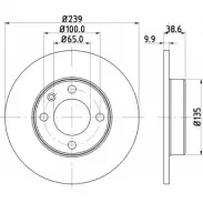 Тормозной диск HELLA PAGID 53901P RO Seat Cordoba (6K1, 6K2) 1 Седан 1.3 54 л.с. 1993 – 1994 9GU4UQP 8DD 355 100-051