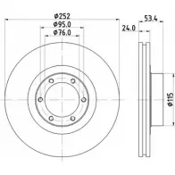 Тормозной диск HELLA PAGID G2CTRX 3722151 8DD 355 100-321 5 2822