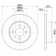Тормозной диск HELLA PAGID 8DD 355 100-691 5 0906 XV3N2 3722188