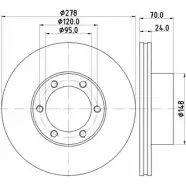 Тормозной диск HELLA PAGID 47QF8ML 5283 5 8DD 355 101-031 3722222
