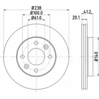 Тормозной диск HELLA PAGID 8DD 355 101-251 K3LOK 5 2820 3722244