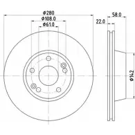 Тормозной диск HELLA PAGID 3722246 YPAHDT 5282 9 8DD 355 101-271