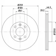 Тормозной диск HELLA PAGID GFVNVA0 3722247 8DD 355 101-281 5 2821