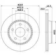 Тормозной диск HELLA PAGID KVE41 3722254 539 49 8DD 355 101-351