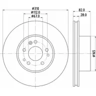 Тормозной диск HELLA PAGID EPPI2B 5 2126 Mercedes S-Class (W140) 3 Седан 3.2 S320 220 л.с. 1993 – 1998 8DD 355 102-701