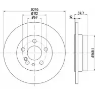 Тормозной диск HELLA PAGID Mercedes S-Class (W140) 3 Седан 3.2 S320 220 л.с. 1993 – 1998 XQINLC 8DD 355 102-721 52 113